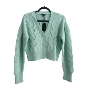 Rag & Bone Mint Green Taylor Cable knit Cropped Cashmere Summer Sweater Small